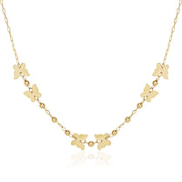 14k Yellow Gold 18 inch Necklace with Polished Butterflies and Beads