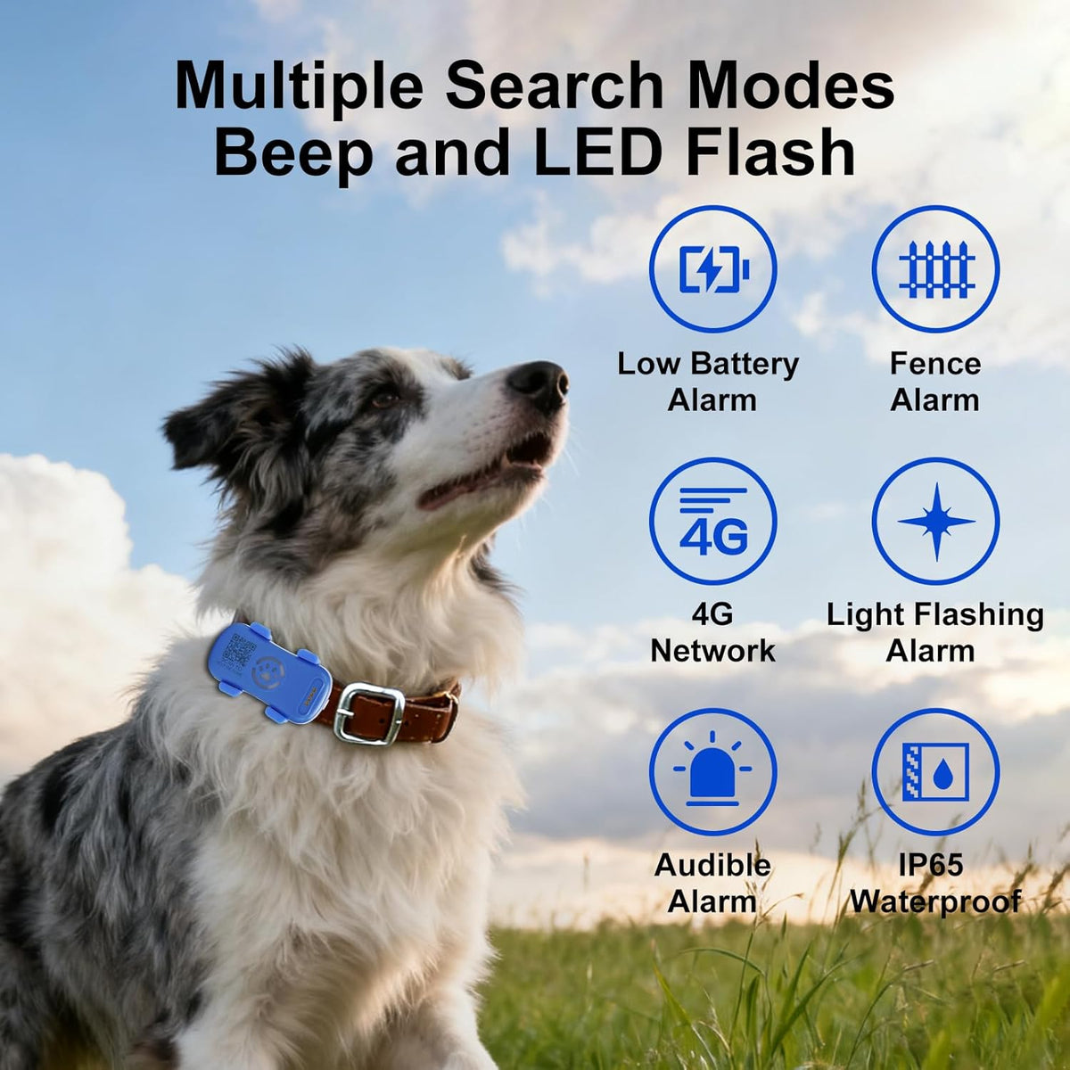 Dog GPS Tracker Real Time, Anti-Lost Pet Tracker With Geofence, Flash Light And Sound Alarm, Unlimited Distance Tracking