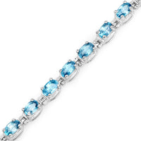 7.92 Carat Genuine Blue Zircon .925 Sterling Silver Bracelet