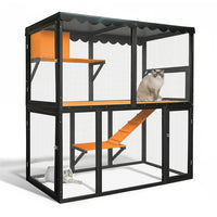 Wooden Catio Outdoor Cat Enclosure Large Cat House For Mulitiple Cats Walk ,Indoor 4 Tier Cat Enclosures House , Outdoor
