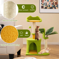 Cat Tree - 22LBS Capacity, Palm Tree Design with Self-Groomer & Scratching Posts