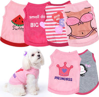 Dog Shirts 6 Pack Puppy Clothes Small Dog Vest Cute Pet Apparel Summer