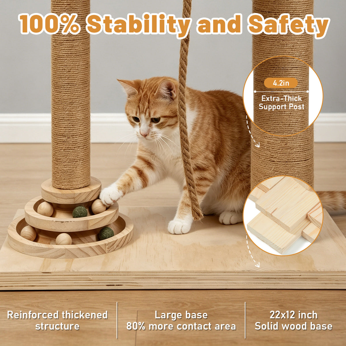Floor-to-Ceiling Cat Tree With Natural Sisal Rope Scratching Post - Adjustable Height Modern Cat Activity Tree, Cat Scra