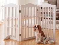 Wooden Freestanding Foldable Pet Gate for Dogs, 30 inch 3 Panels Step Over Fence, Dog Gate for The House, Doorway
