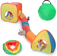 Rabbit Tunnel Toy Collapsible Play Tube Cube Set for Small Pets