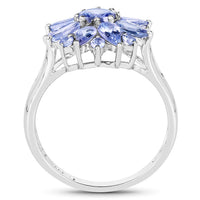 2.43 Carat Genuine Tanzanite .925 Sterling Silver Ring