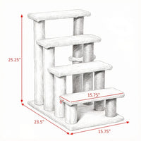 4 Levels Cat Steps with Scratching Posts for High Bed, Sofa, Non-slip Sturdy Pet Climbing Ladder for Indoor Cats, White