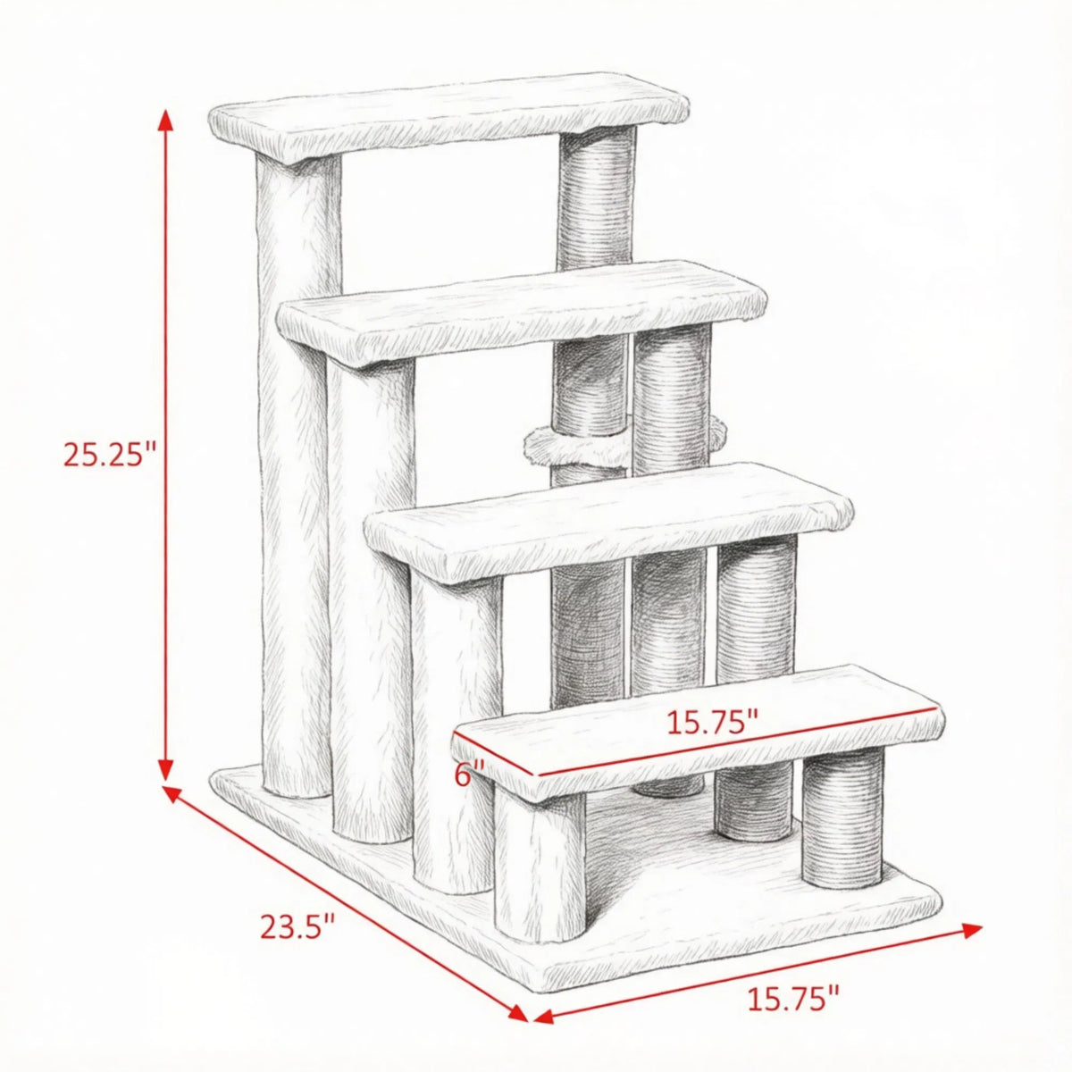 4 Levels Cat Steps with Scratching Posts for High Bed, Sofa, Non-slip Sturdy Pet Climbing Ladder for Indoor Cats, White
