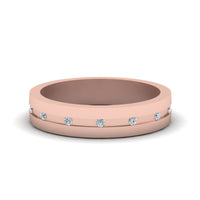 7 MM Flat Diamond Mens Wedding Band
