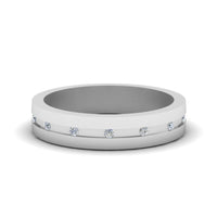 7 MM Flat Diamond Mens Wedding Band