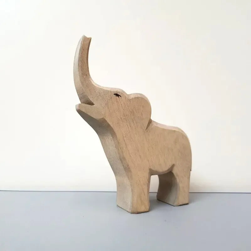 Wooden Animal Figures Handcrafted Elephant Lion Giraffe Toys - # BOT&G512610002 - BIG FRENCHIES