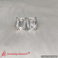 Certified Emerald Cut Diamond Solitaire Stud Earrings