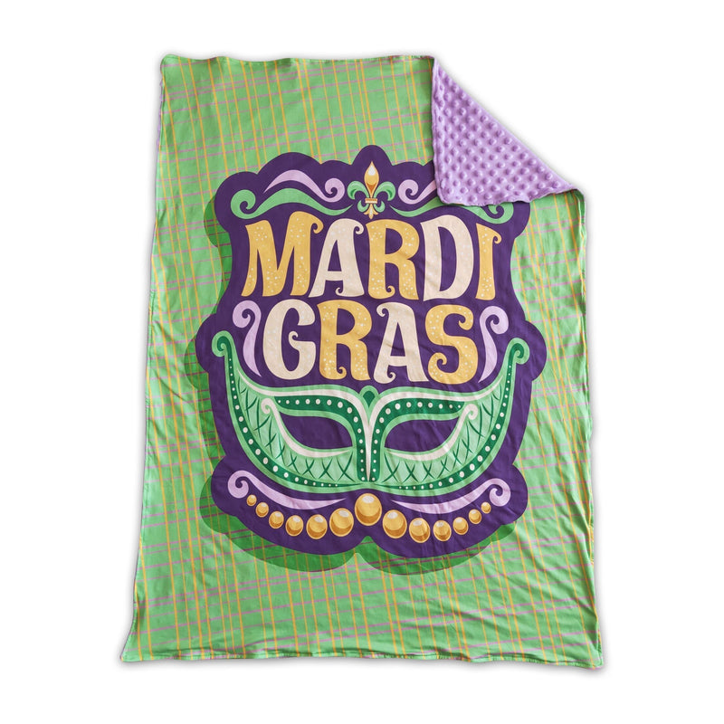 Purple minky polka dots Mardi Gras blankets - BIG FRENCHIES