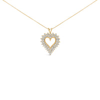 14K Yellow Gold Plated .925 Sterling Silver Brilliant-Cut Diamond Open Heart 18" Pendant Necklace (K-L Color, I1-I2 Clarity)