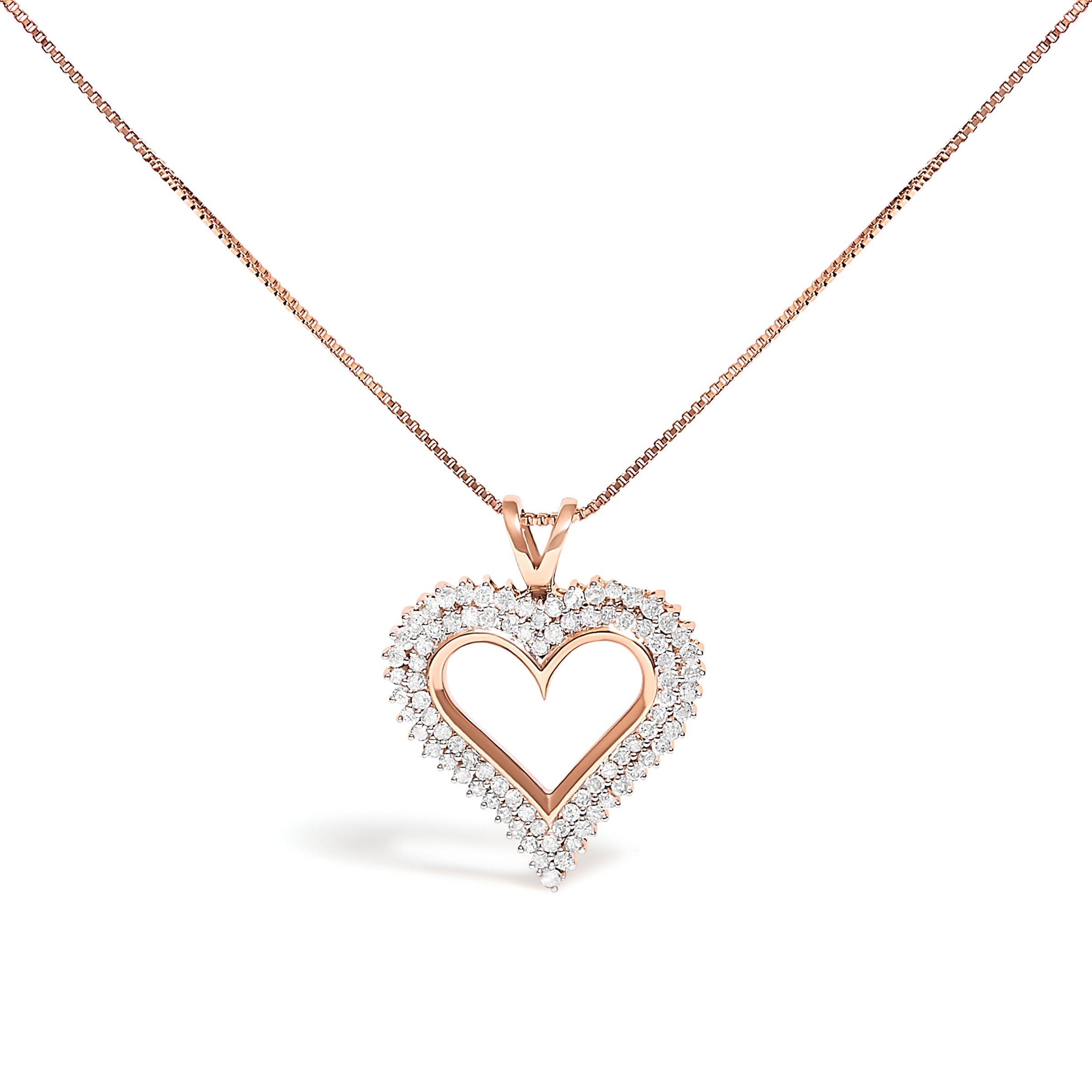.925 Sterling Silver 1.00 Cttw Diamond Heart 18" Pendant Necklace (I-J Color, I2-I3 Clarity)