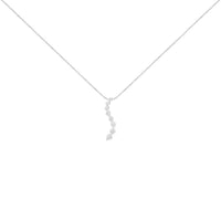 14K White Gold 3.0 Cttw Round-Brilliant & Baguette Cut Diamond S Shaped Graduated 18" Pendant Necklace (I-J Color, I2-I3 Clarity)