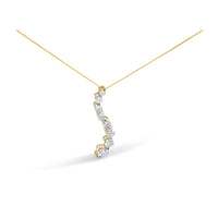 AGS Certified 14k White Gold 3.0 Cttw Baguette and Brilliant Round-Cut Diamond Journey 18" Pendant Necklace (F-G Color, I1-I2 Clarity)