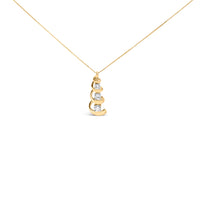 10k Yellow Gold 1/4 Cttw Diamond 3 Stone Swirl and Drop Pendant Necklace