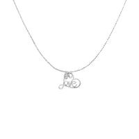 .925 Sterling Silver 1/10 Cttw Round Brilliant-Cut Diamond Accented Open Heart with Love 18" Pendant Necklace (H-I Color, I1-I2 Clarity)