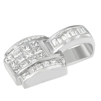 14K White Gold 2 1/5 Cttw Princess Cut Composite Diamond Pendant with Diamond Bale Pendant Necklace (H-I Color,SI1-SI2 Clarity) - NO CHAIN INCLUDED