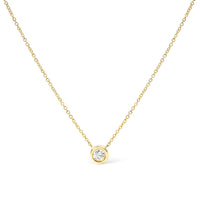 10K White Gold 1/10 Carat Round Brilliant-Cut Diamond Modern Bezel-Set Solitaire 16"-18" Pendant Necklace (H-I Color, SI2-I1 Clarity)