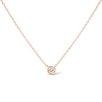 10K White Gold 1/10 Carat Round Brilliant-Cut Diamond Modern Bezel-Set Solitaire 16"-18" Pendant Necklace (H-I Color, SI2-I1 Clarity)