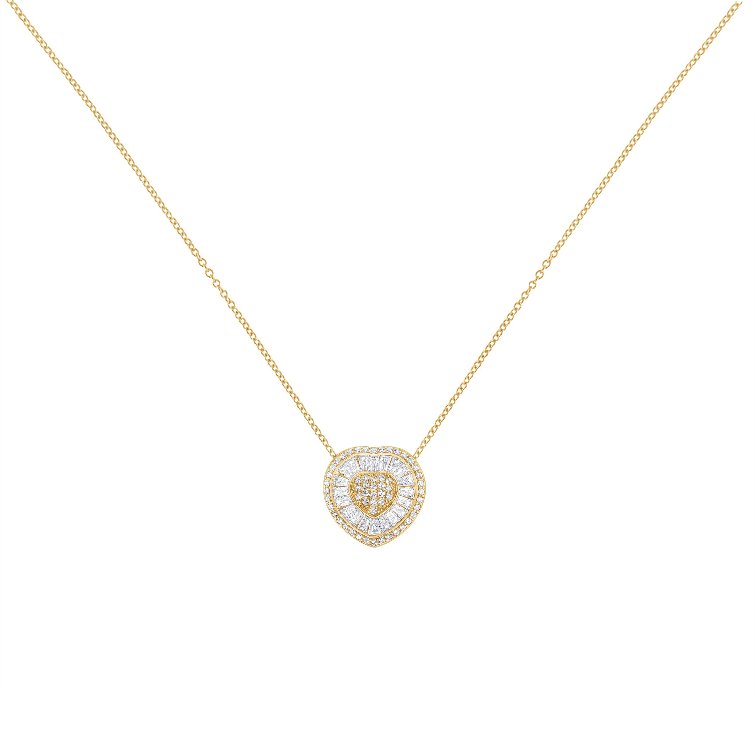 10KT Yellow Gold Diamond Heart Pendant Necklace (1/2 cttw, H-I Color, I1-I2 Clarity)
