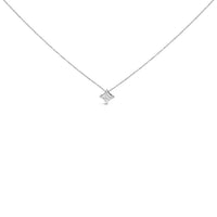 10K White Gold 1/10 Cttw Bezel Set Solitaire Princess Cut Diamond Kite Shaped Pendent Necklace - 18" Inches