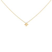 10K Yellow Gold 1/5 Cttw Bezel Set Princess Diamond Kite Shaped Solitaire Pendent Necklace