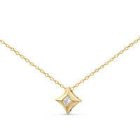 10K Yellow Gold 1/5 Cttw Bezel Set Princess Diamond Kite Shaped Solitaire Pendent Necklace