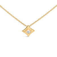 10K Yellow Gold 1/5 Cttw Bezel Set Princess Diamond Kite Shaped Solitaire Pendent Necklace