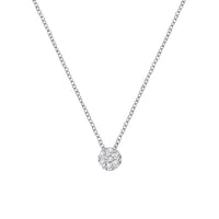 14K White Gold 1/4 Cttw Shared Prong Set Round-Ct Diamond 7 Stone Floral Cluster 18" Pendant Necklace (H-I Color, SI2-I1 Clarity)