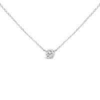 14K White Gold 1.00 Cttw Bezel Set Round Lab-Grown Diamond Solitaire 18" Pendant Necklace (F-G Color, VS1-VS2 Clarity)