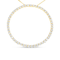 10K Yellow Gold Plated .925 Sterling Silver 4 Cttw Diamond Circle Hoop 18" Pendant Necklace (J-K Color, I1-I2 Clarity)
