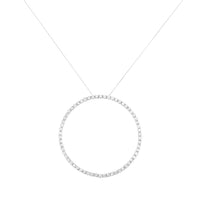 .925 Sterling Silver 5.0 Cttw Prong Set Round-cut Diamond Open Circle Hoop 18" Pendant Necklace (I-J Color, I2-I3 Clarity)