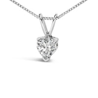 14K White Gold 1/5 Cttw 3-Prong Set Heart Shaped Solitaire Lab Grown Diamond 18" Pendant Necklace (F-G Color, VS2-SI1 Clarity)