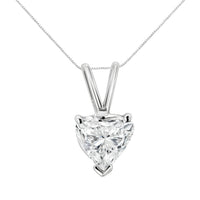 14K White Gold 1/5 Cttw 3-Prong Set Heart Shaped Solitaire Lab Grown Diamond 18" Pendant Necklace (F-G Color, VS2-SI1 Clarity)