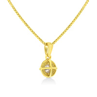 14K Yellow Gold Plated .925 Sterling Silver 1/2 Cttw Brilliant Round Cut Diamond Solitaire Milgrain 18" Pendant Necklace (K-L Color, I2-I3 Clarity)