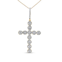 10K Yellow Gold 5/8 Cttw Miracle Set Round Diamond Circle Link Cross Pendant Necklace for Men (H-I Color, SI1-SI2 Clarity) - NO CHAIN INCLUDED