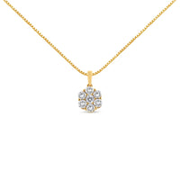 14K Yellow Gold 2.00 Cttw Brilliant Round-Cut Diamond 7 Stone Flower Cluster 18" Pendant Necklace (H-I Color, SI2-I1 Clarity)