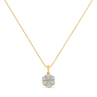 14K Yellow Gold 2.00 Cttw Brilliant Round-Cut Diamond 7 Stone Flower Cluster 18" Pendant Necklace (H-I Color, SI2-I1 Clarity)