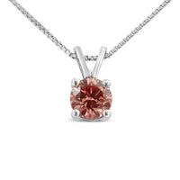 10K White Gold 1/4 Cttw Round Brilliant Cut Lab Grown Blue Diamond 4-Prong Solitaire Pendant Necklace (Blue Color, VS2-SI1 Clarity) - 18"