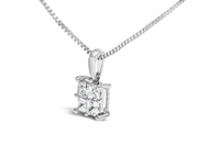 Sterling Silver 1/2 Cttw Princess-Cut Diamond 4 Stone Pendant Necklace