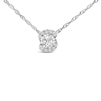 .925 Sterling Silver 1.0 Cttw Lab Grown Round-Cut Diamond Pendant Necklace 18"