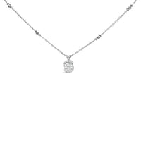 Sterling Silver 1.00 Cttw Lab Grown Diamond Oval Halo Pendant Bezel Station Necklace