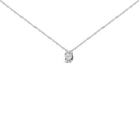 Sterling Silver 1/2 Cttw Lab Grown Diamond Oval Halo Pendant Necklace