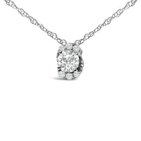 Sterling Silver 1/2 Cttw Lab Grown Diamond Oval Halo Pendant Necklace