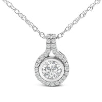 Sterling Silver 3/4 Cttw Lab Grown Diamond Halo Pendant Necklace