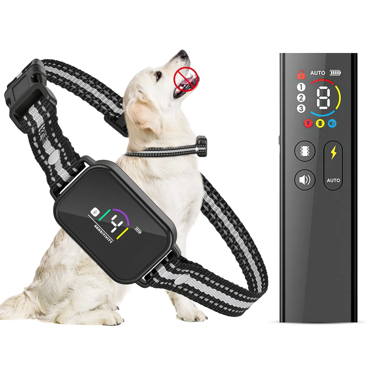 2-in-1 Dog Shock and Bark Collar Dog Training Collar with Remote 1/2/3 Collars(Options) Rechargeable IP68 Waterproof wit