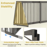 Adjustable Expandable Wooden Pet Gate 22 Inch Tall Freestanding Safety Fence, Gray Pine Wood Slide Dog Gate Easy Assembl